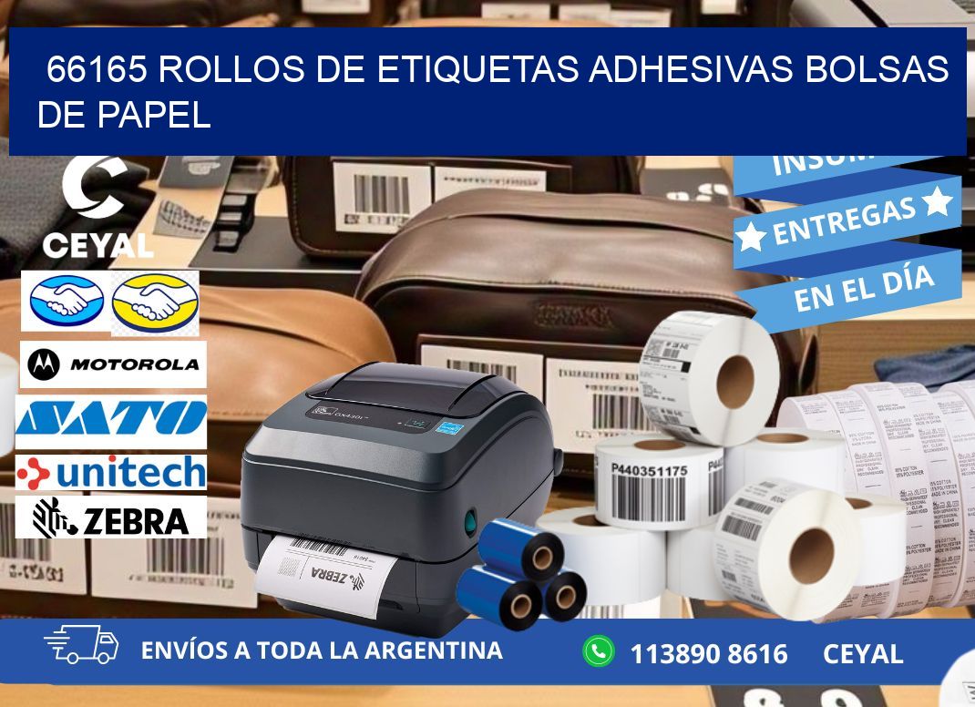 66165 rollos de etiquetas adhesivas bolsas de papel