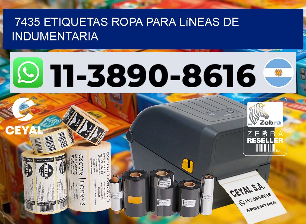 7435 Etiquetas ropa para líneas de indumentaria