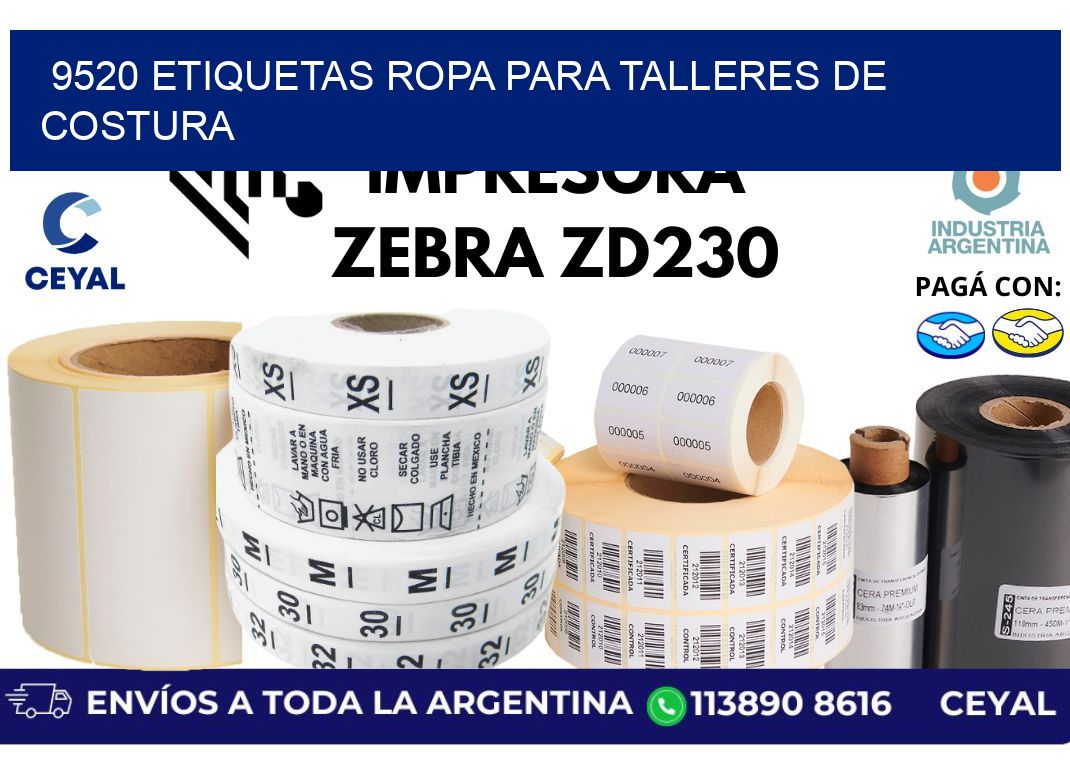 9520 Etiquetas ropa para talleres de costura