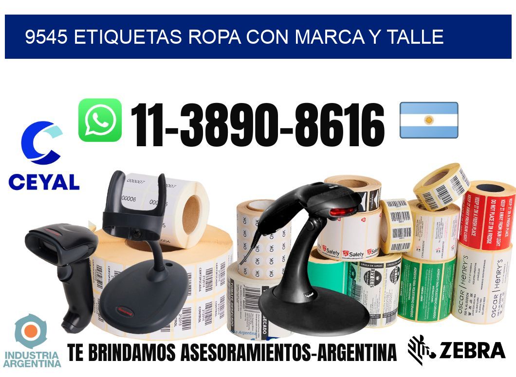 9545 Etiquetas ropa con marca y talle