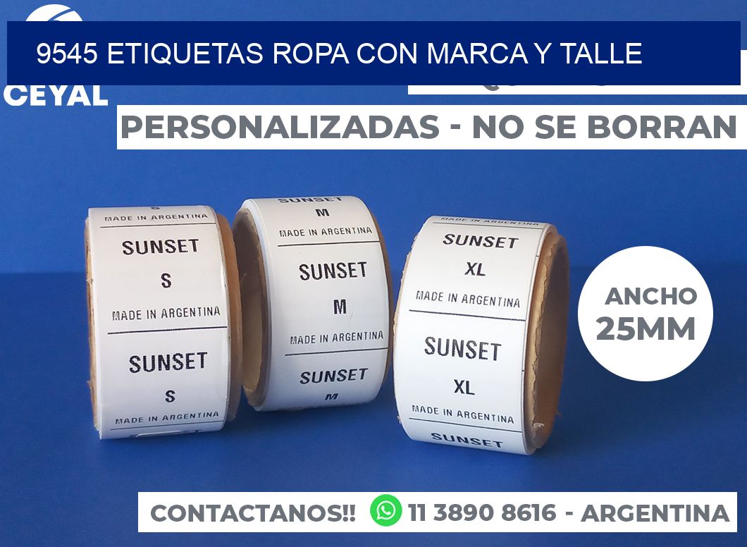 9545 Etiquetas ropa con marca y talle