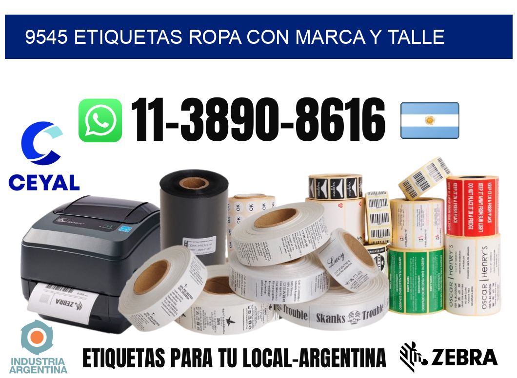 9545 Etiquetas ropa con marca y talle