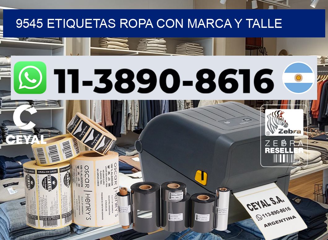 9545 Etiquetas ropa con marca y talle