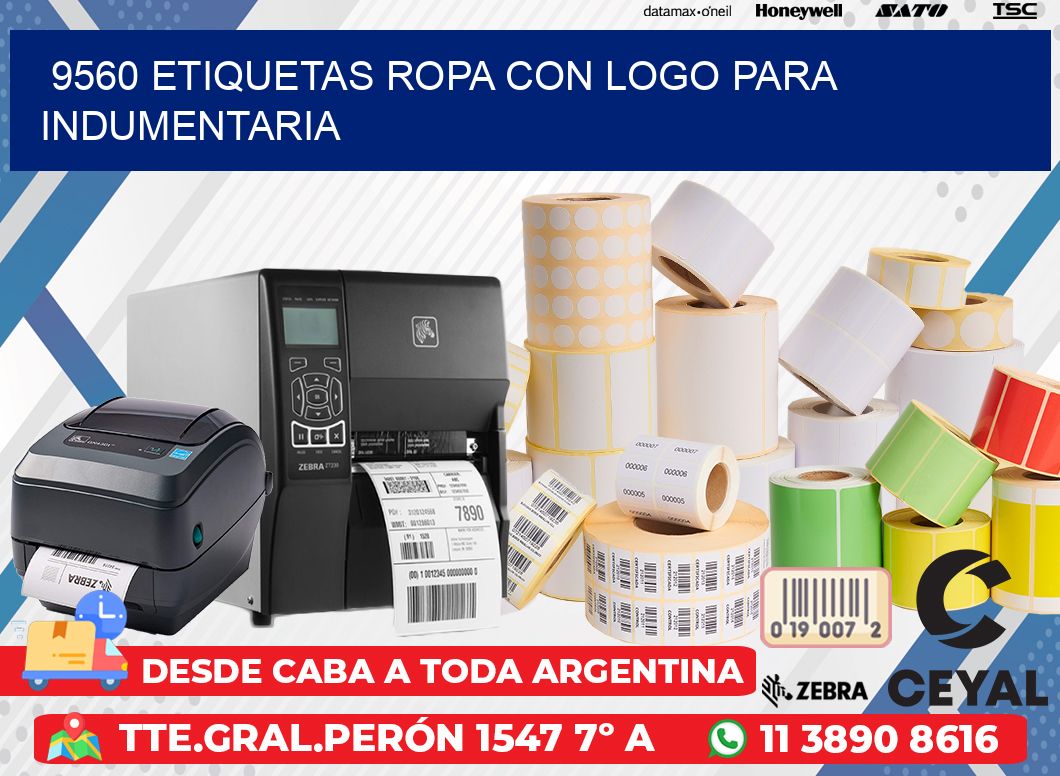 9560 Etiquetas ropa con logo para indumentaria