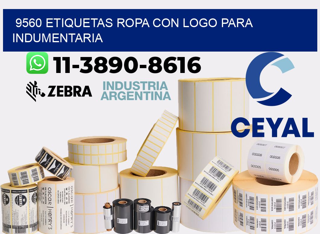 9560 Etiquetas ropa con logo para indumentaria