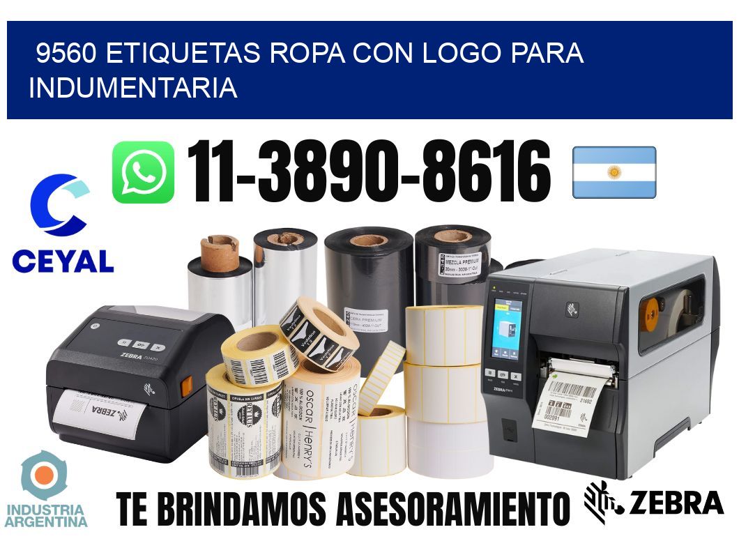 9560 Etiquetas ropa con logo para indumentaria