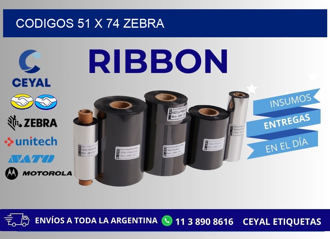 codigos 51 x 74 zebra