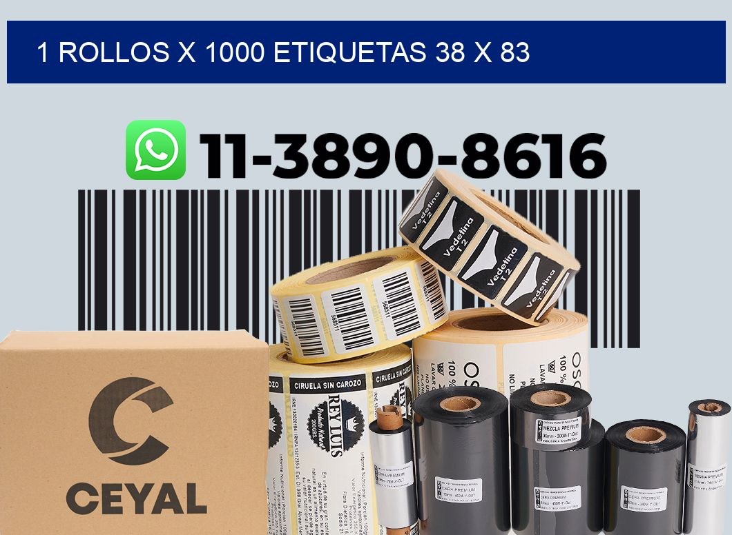 1 rollos x 1000 etiquetas 38 x 83