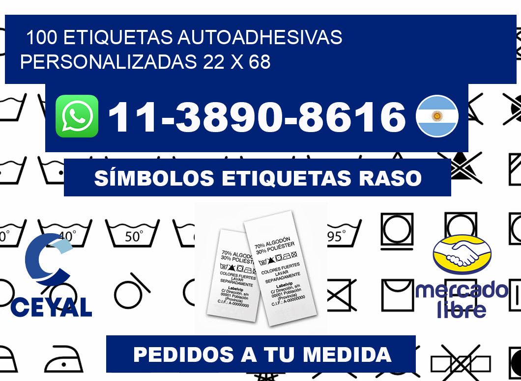 100 Etiquetas autoadhesivas personalizadas 22 x 68