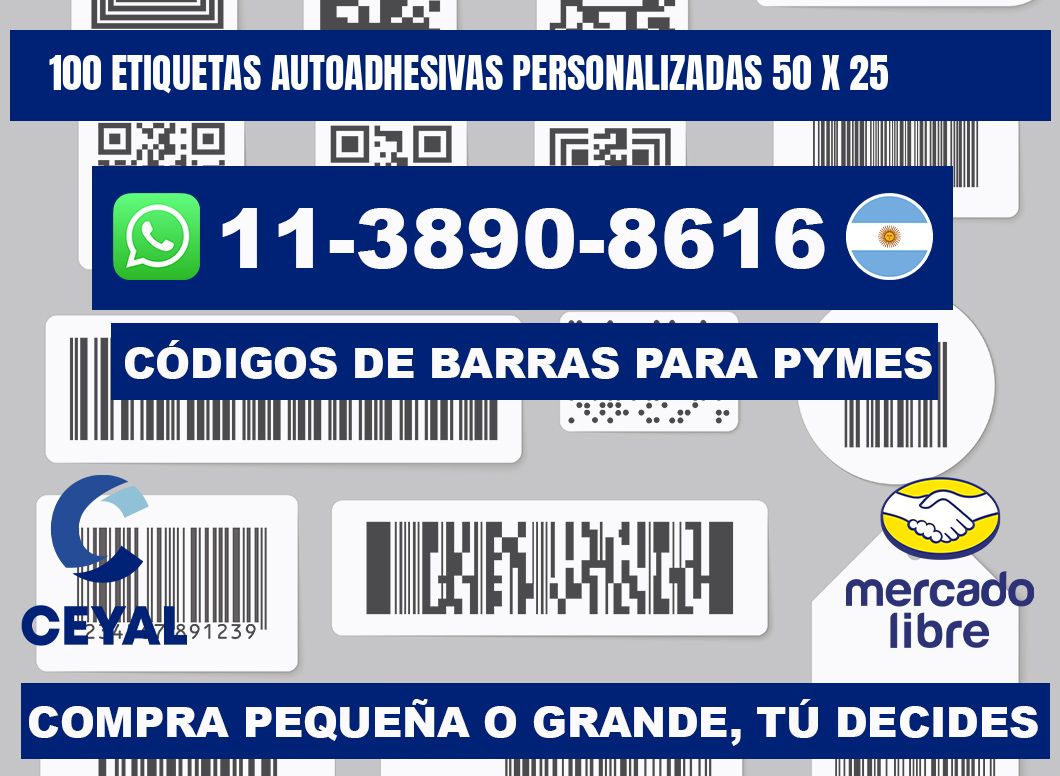 100 Etiquetas autoadhesivas personalizadas 50 x 25
