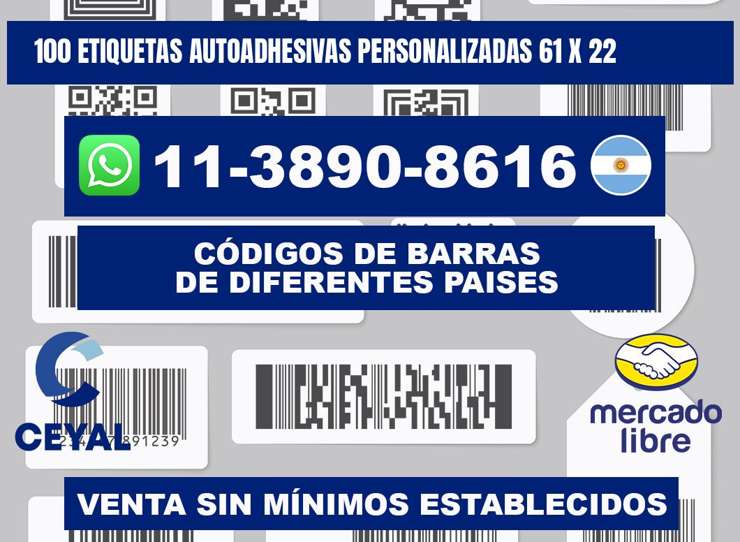 100 Etiquetas autoadhesivas personalizadas 61 x 22