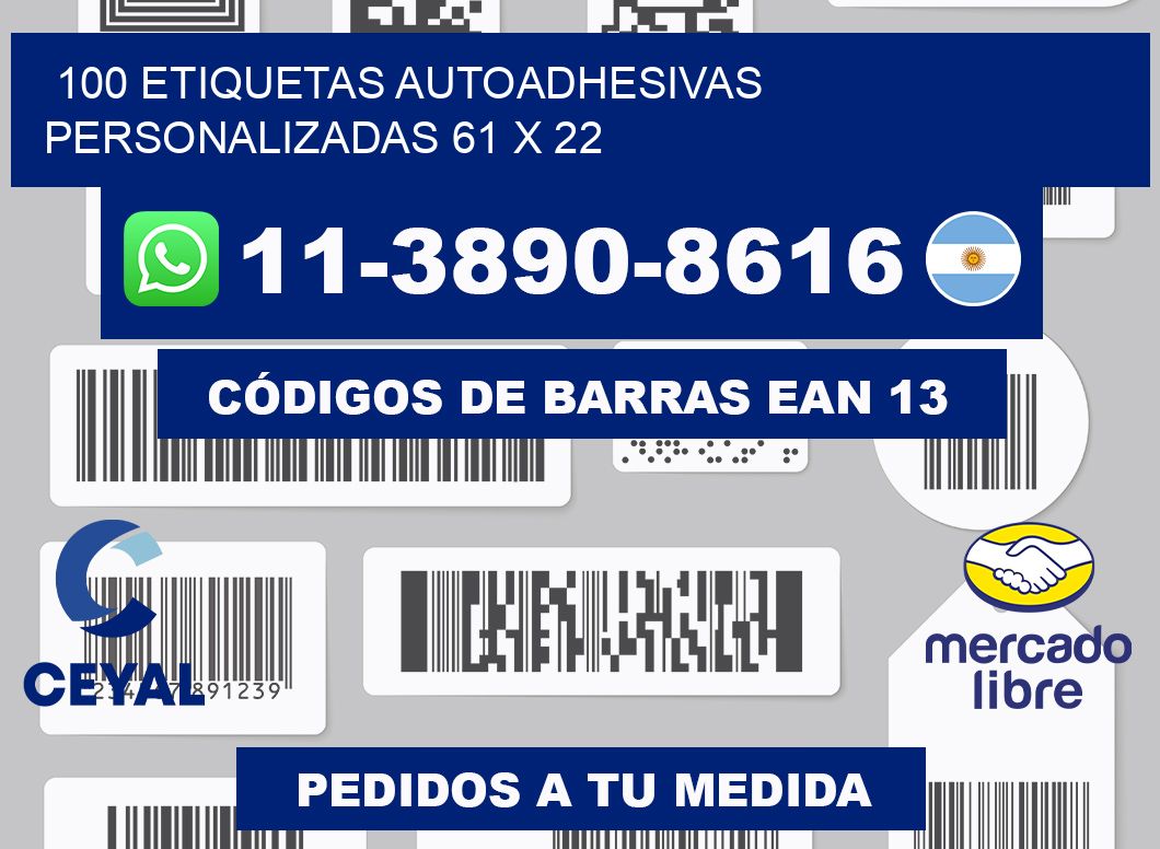 100 Etiquetas autoadhesivas personalizadas 61 x 22