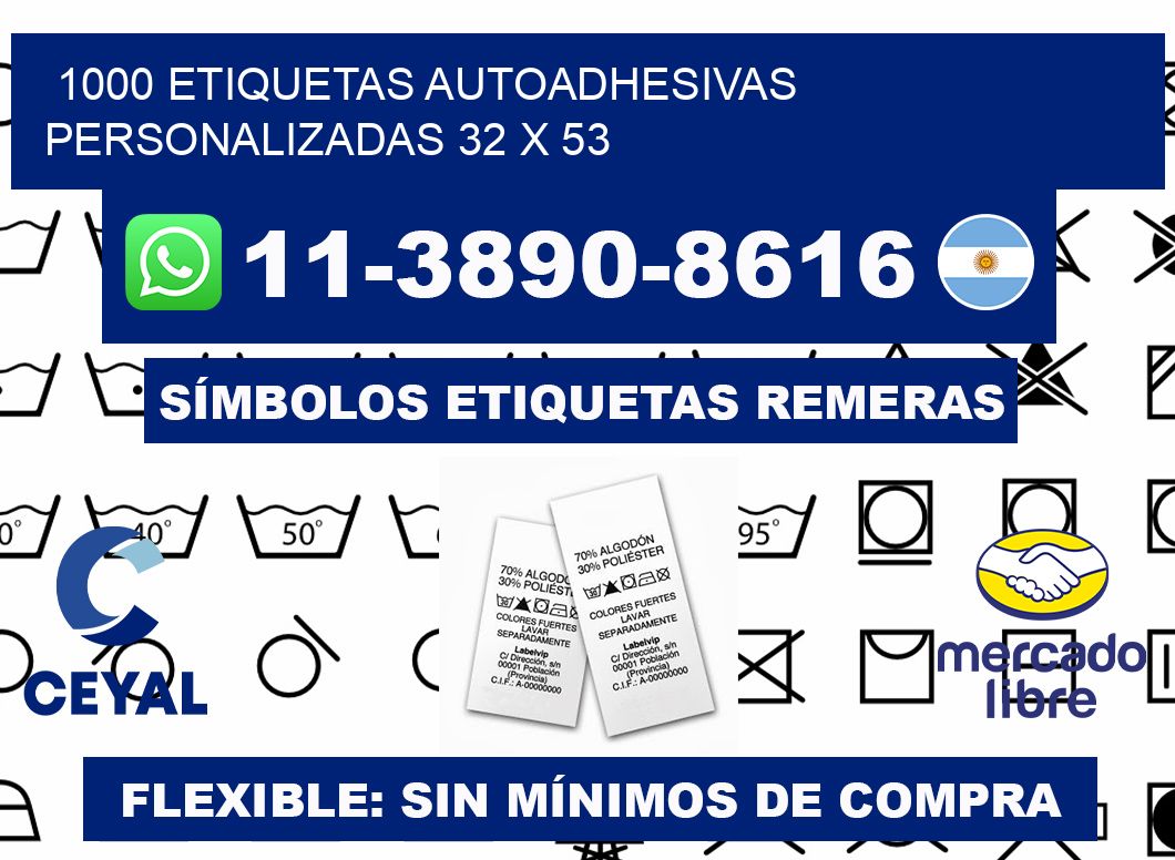 1000 Etiquetas autoadhesivas personalizadas 32 x 53