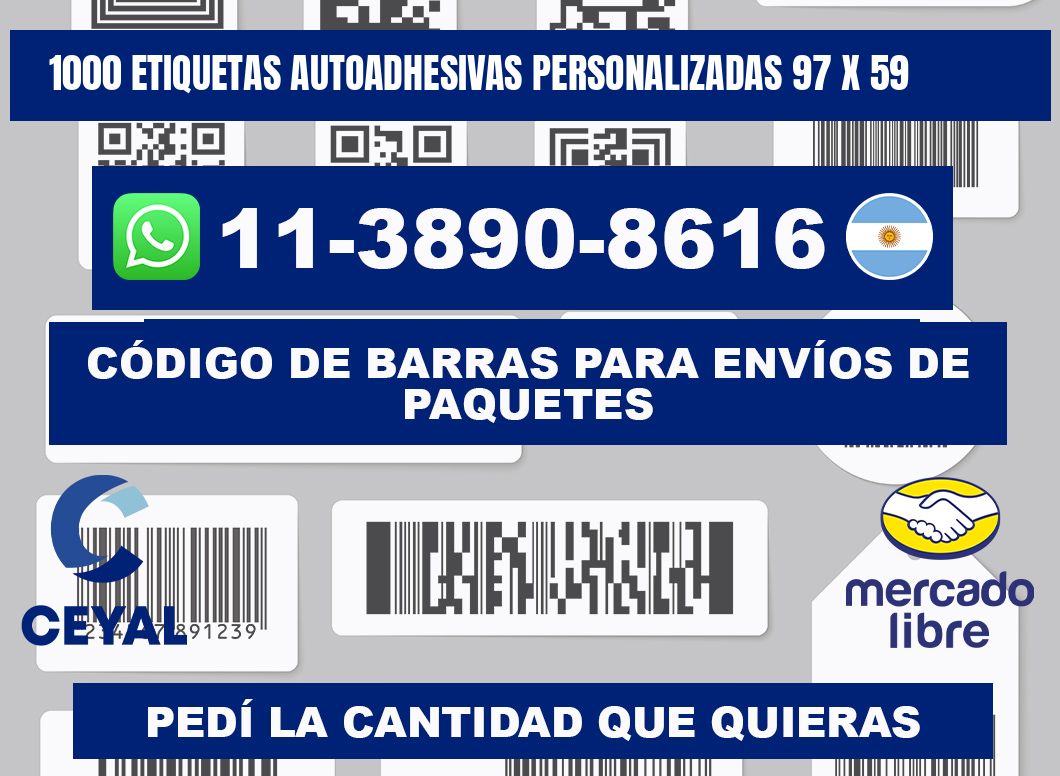 1000 Etiquetas autoadhesivas personalizadas 97 x 59