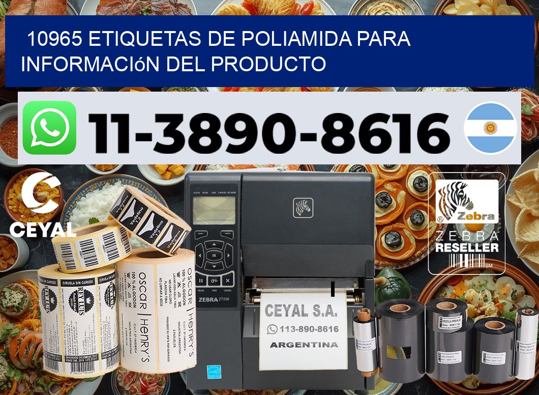 10965 Etiquetas de poliamida para información del producto