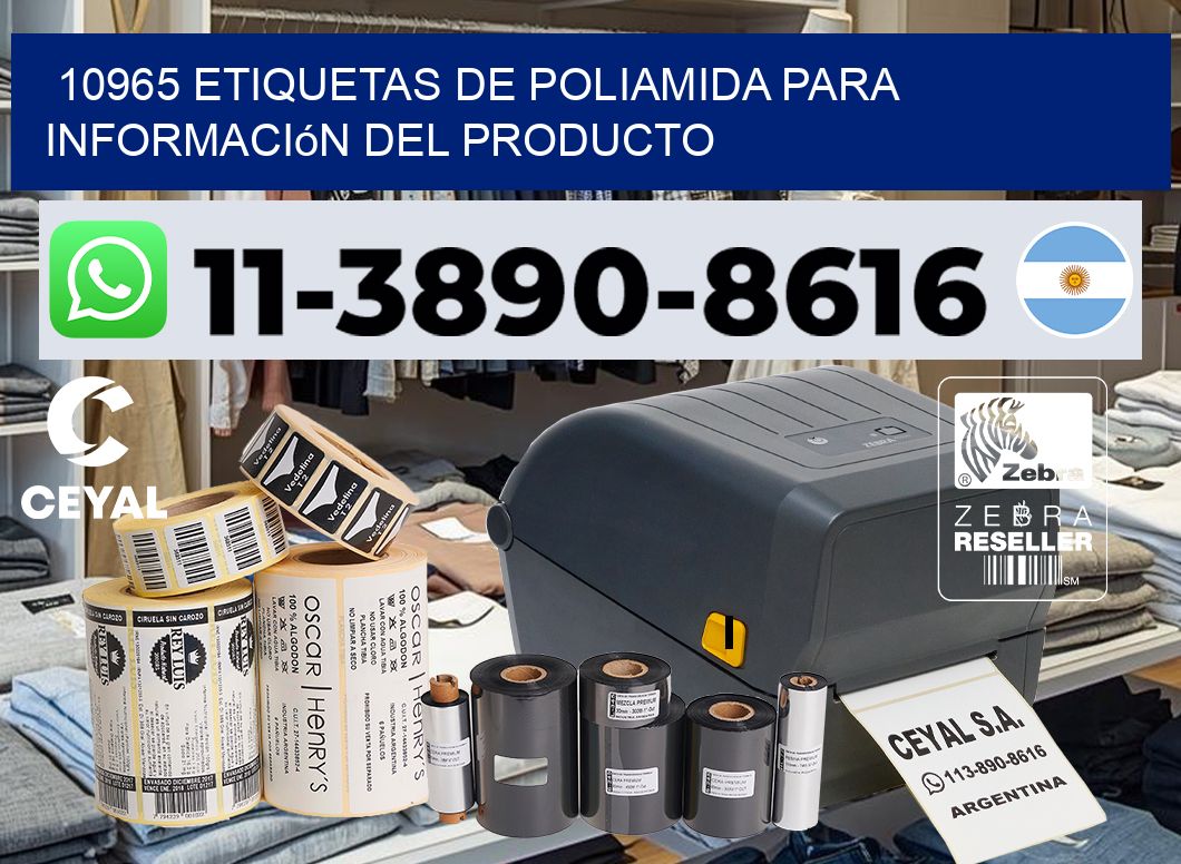 10965 Etiquetas de poliamida para información del producto