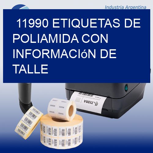 11990 Etiquetas de poliamida con información de talle