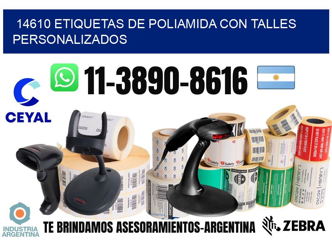 14610 Etiquetas de poliamida con talles personalizados