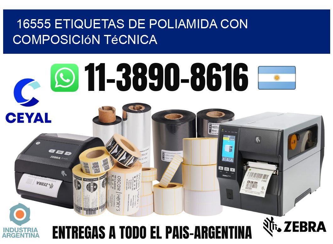 16555 Etiquetas de poliamida con composición técnica