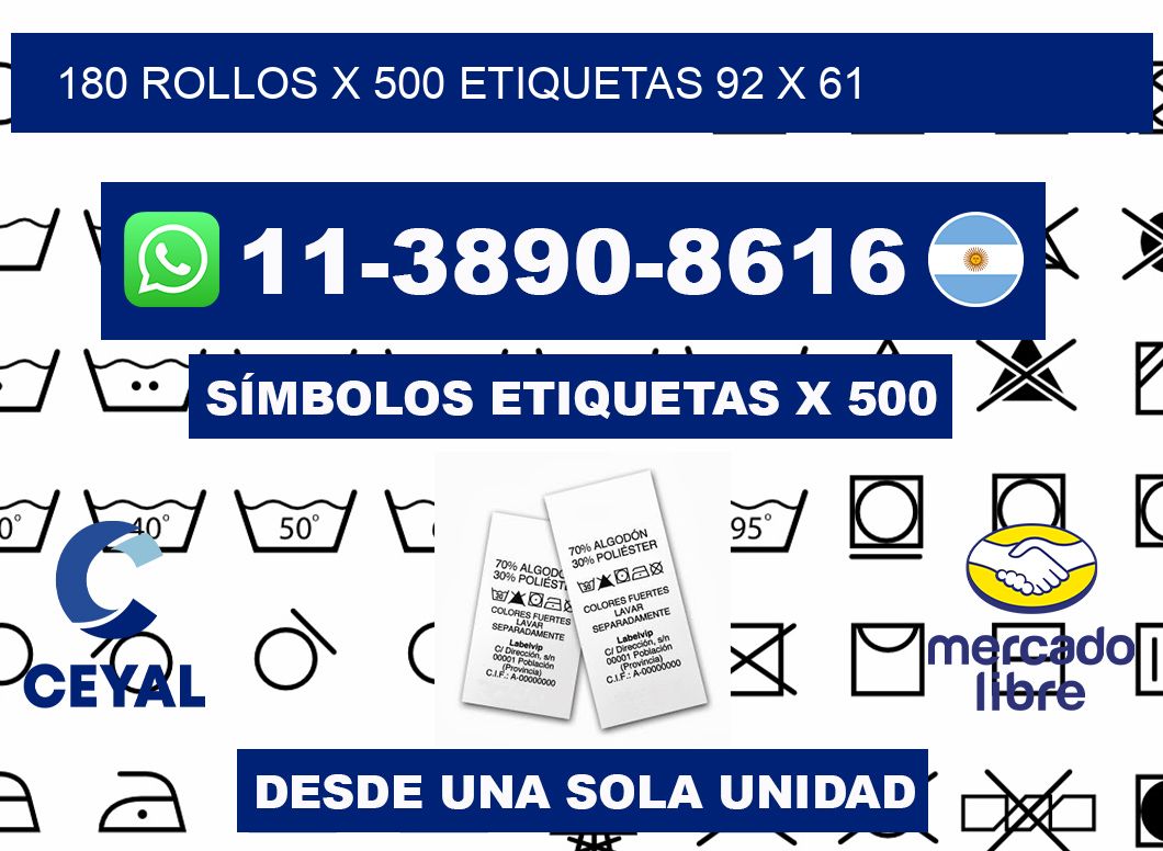 180 rollos x 500 etiquetas 92 x 61