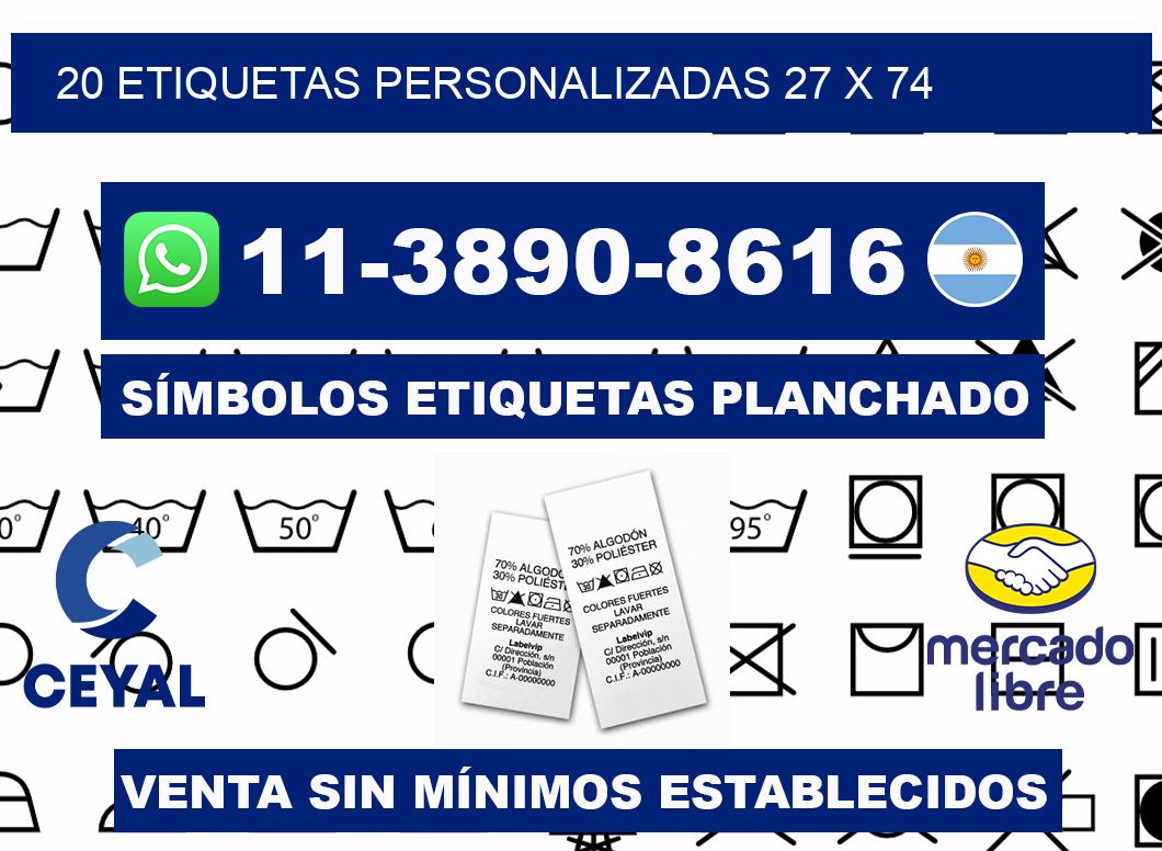 20 ETIQUETAS PERSONALIZADAS 27 x 74