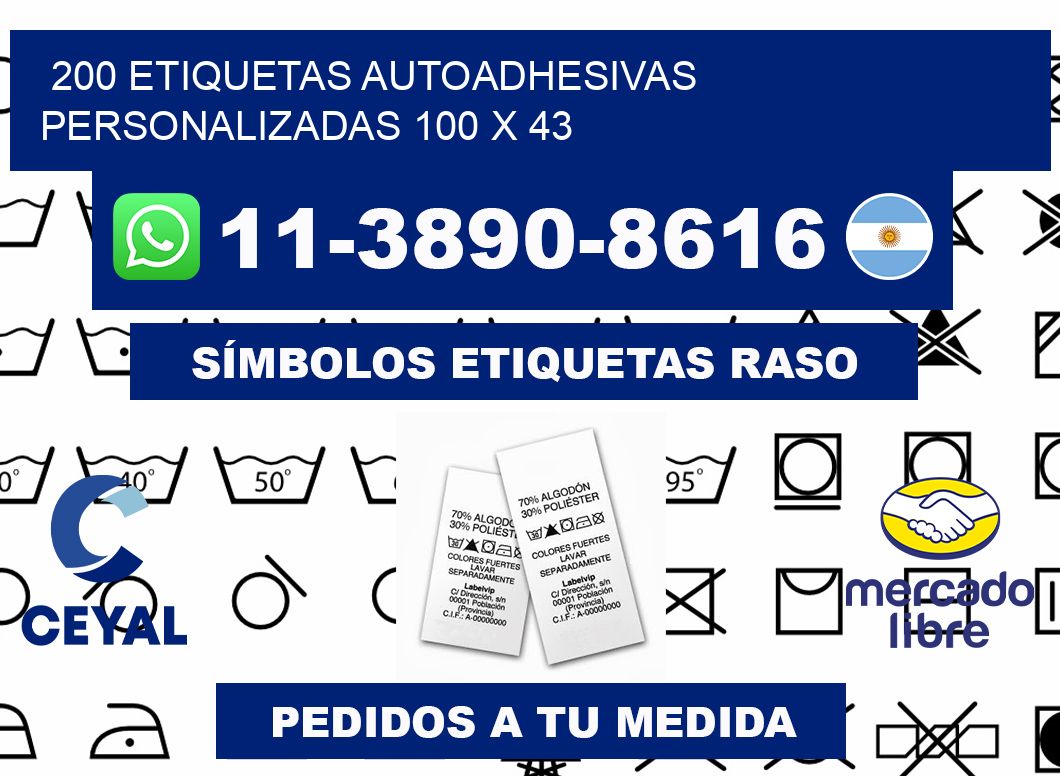 200 Etiquetas autoadhesivas personalizadas 100 x 43