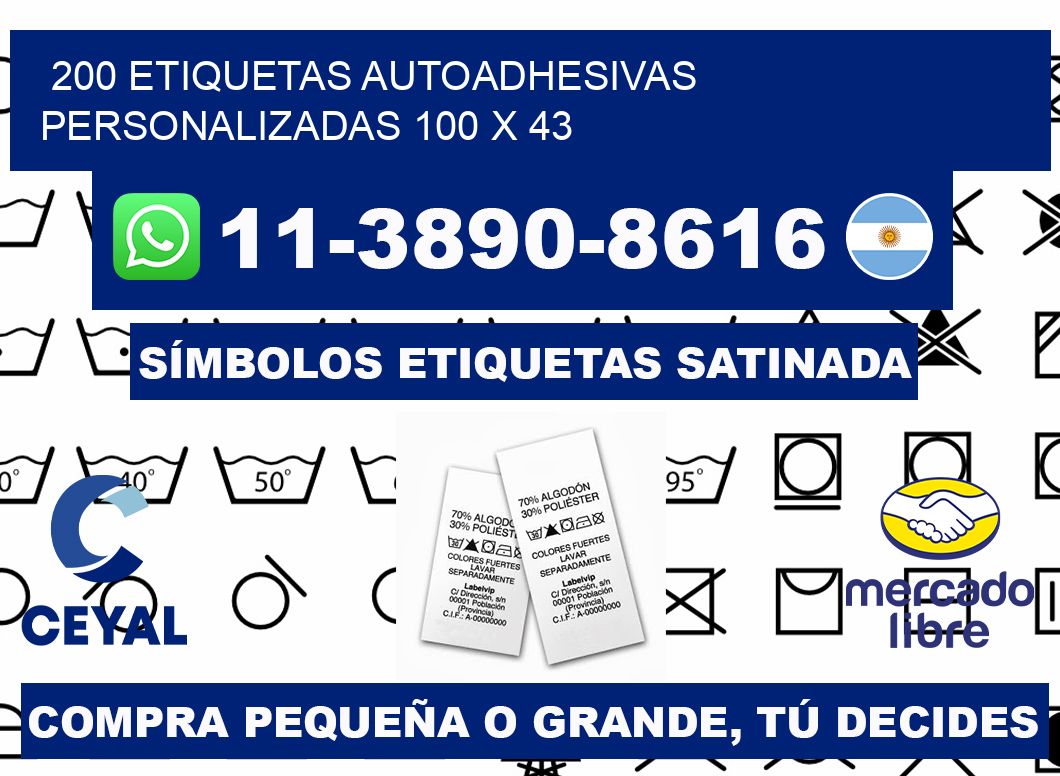 200 Etiquetas autoadhesivas personalizadas 100 x 43