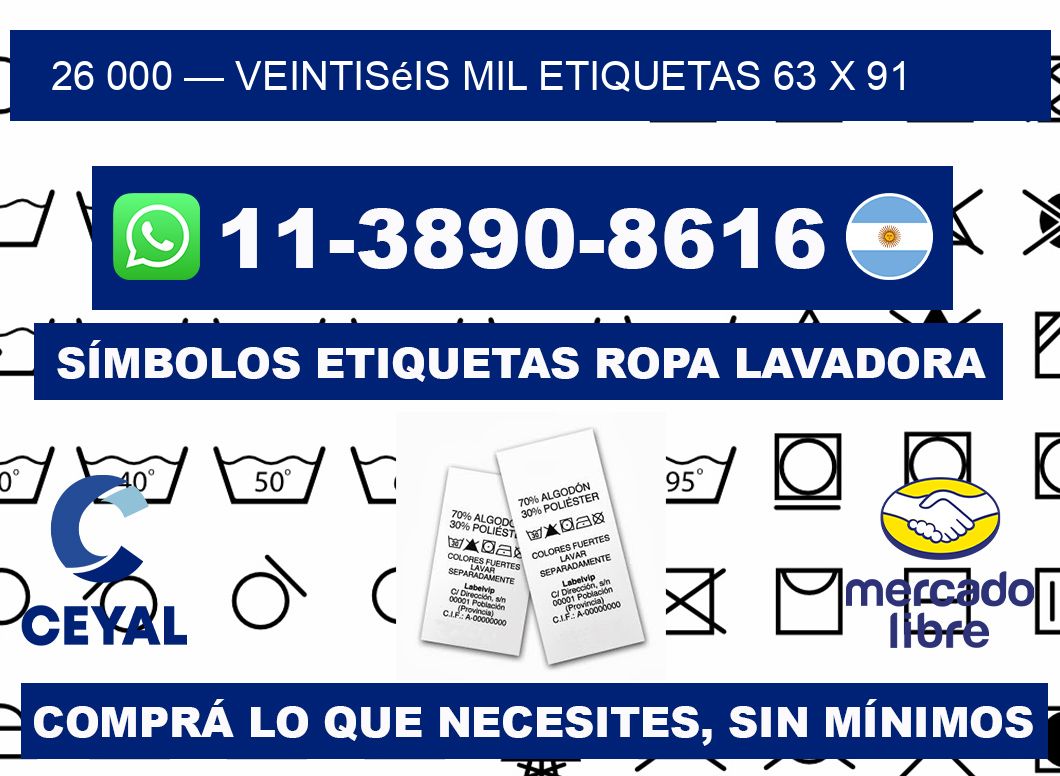 26 000 — veintiséis mil etiquetas 63 x 91