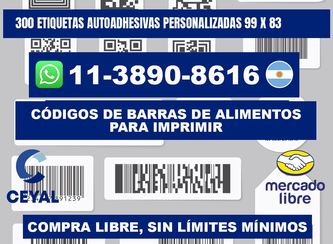 300 Etiquetas autoadhesivas personalizadas 99 x 83