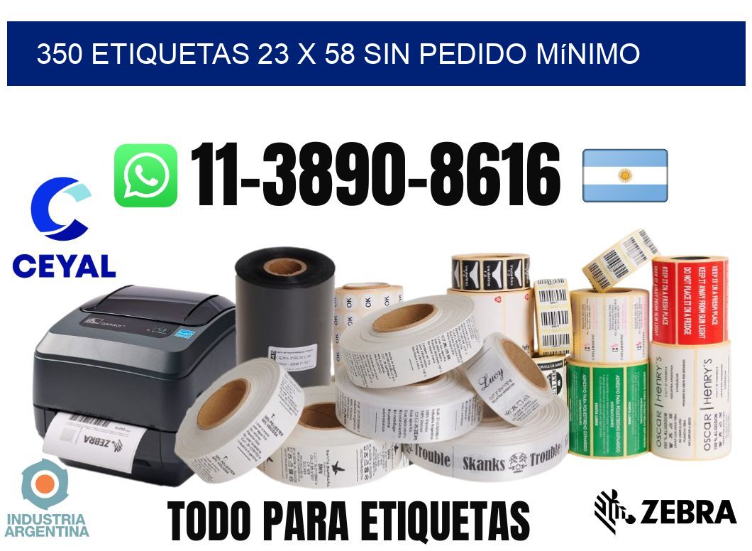350 etiquetas 23 x 58 Sin pedido mínimo