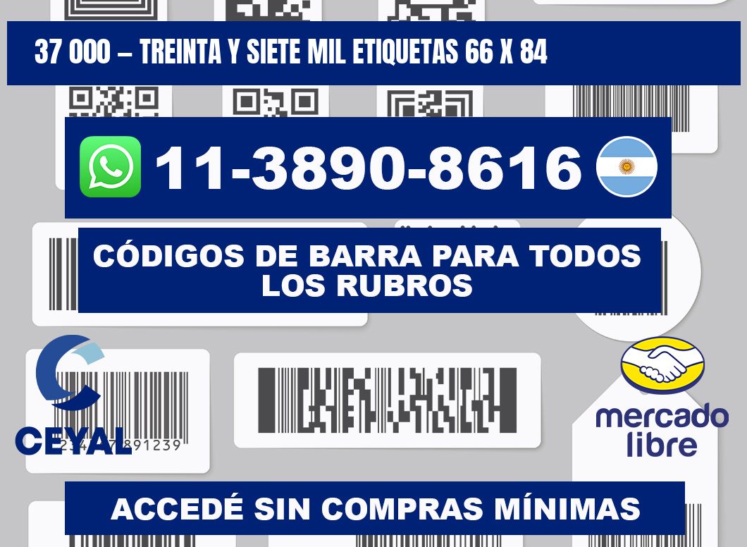 37 000 — treinta y siete mil etiquetas 66 x 84