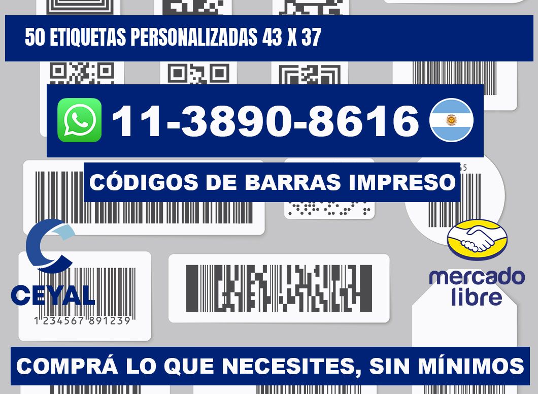 50 ETIQUETAS PERSONALIZADAS 43 x 37