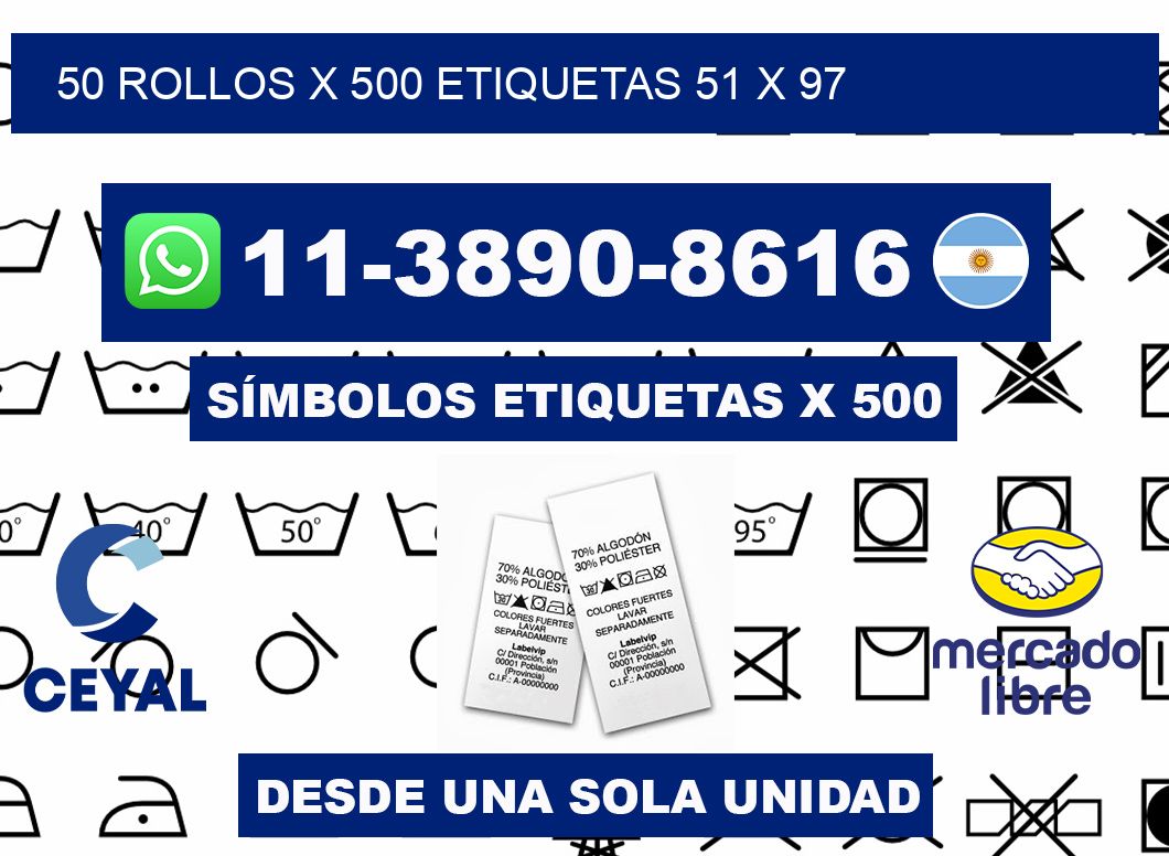 50 rollos x 500 etiquetas 51 x 97
