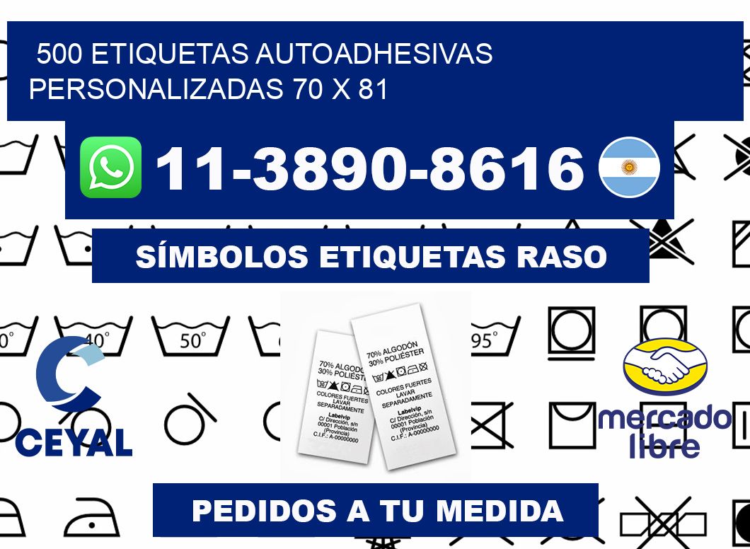 500 Etiquetas autoadhesivas personalizadas 70 x 81