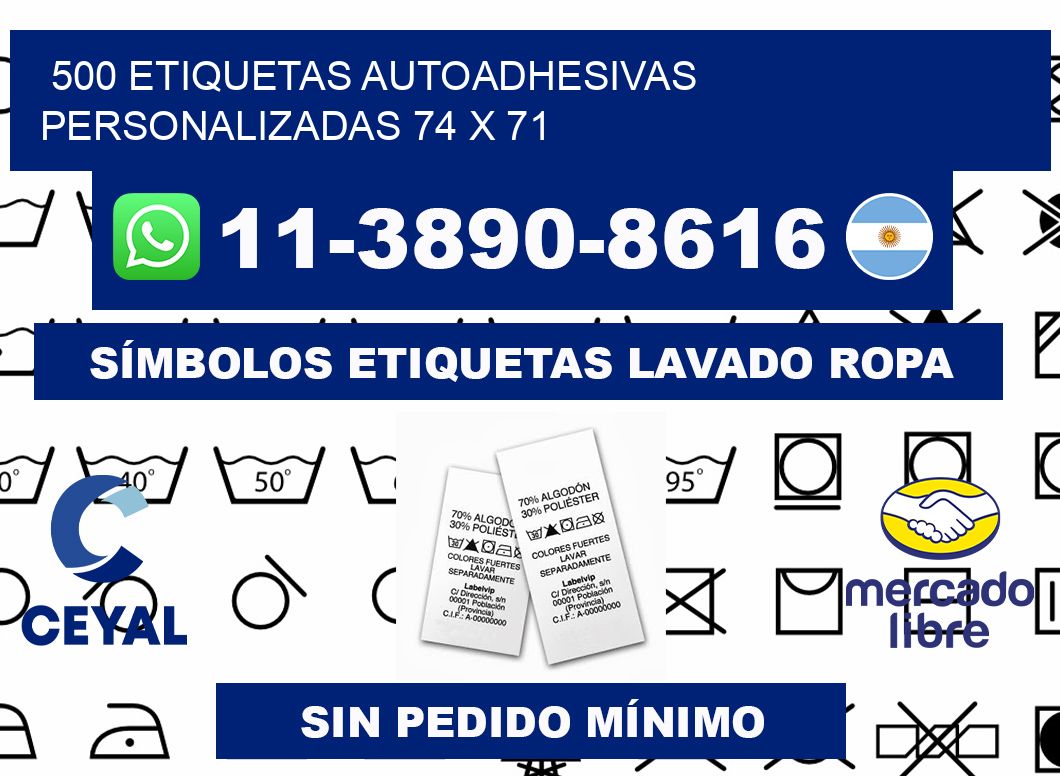 500 Etiquetas autoadhesivas personalizadas 74 x 71
