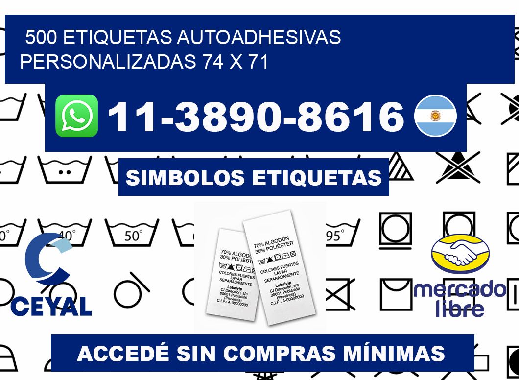 500 Etiquetas autoadhesivas personalizadas 74 x 71