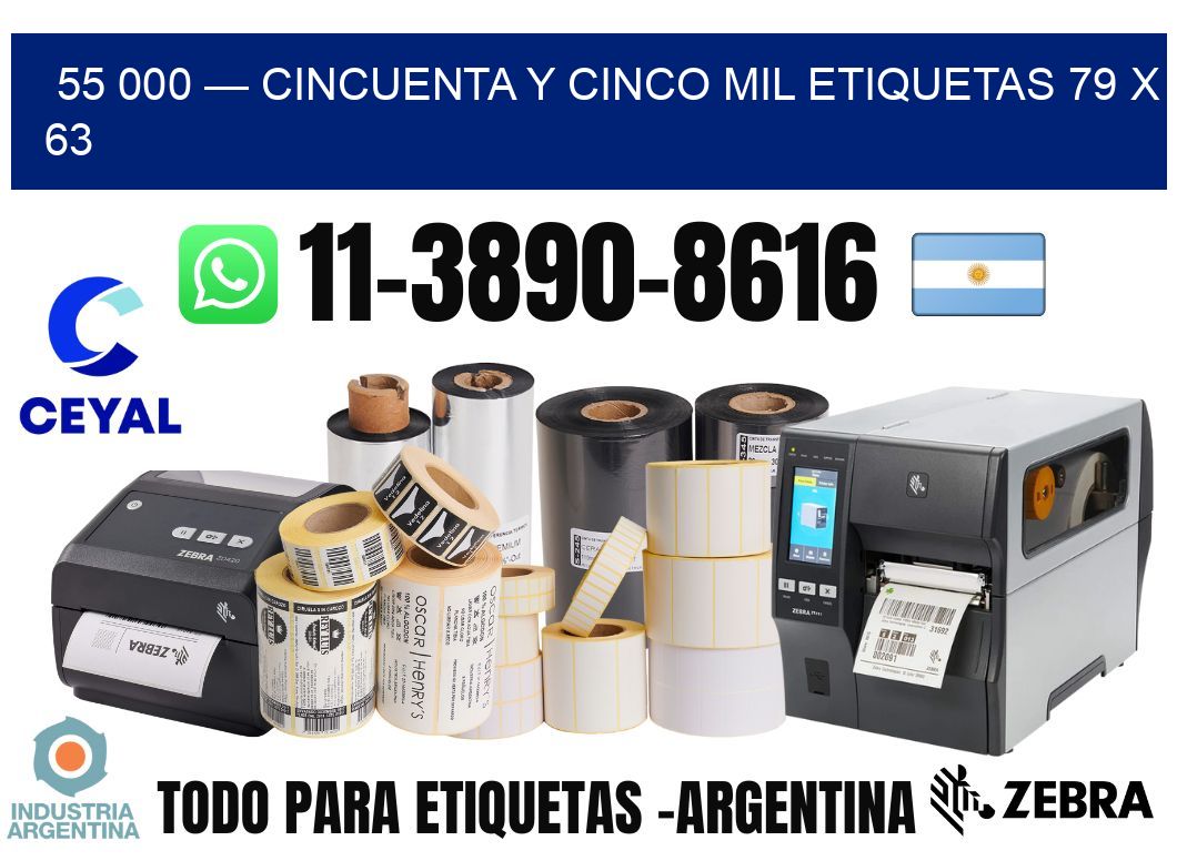55 000 — cincuenta y cinco mil etiquetas 79 x 63