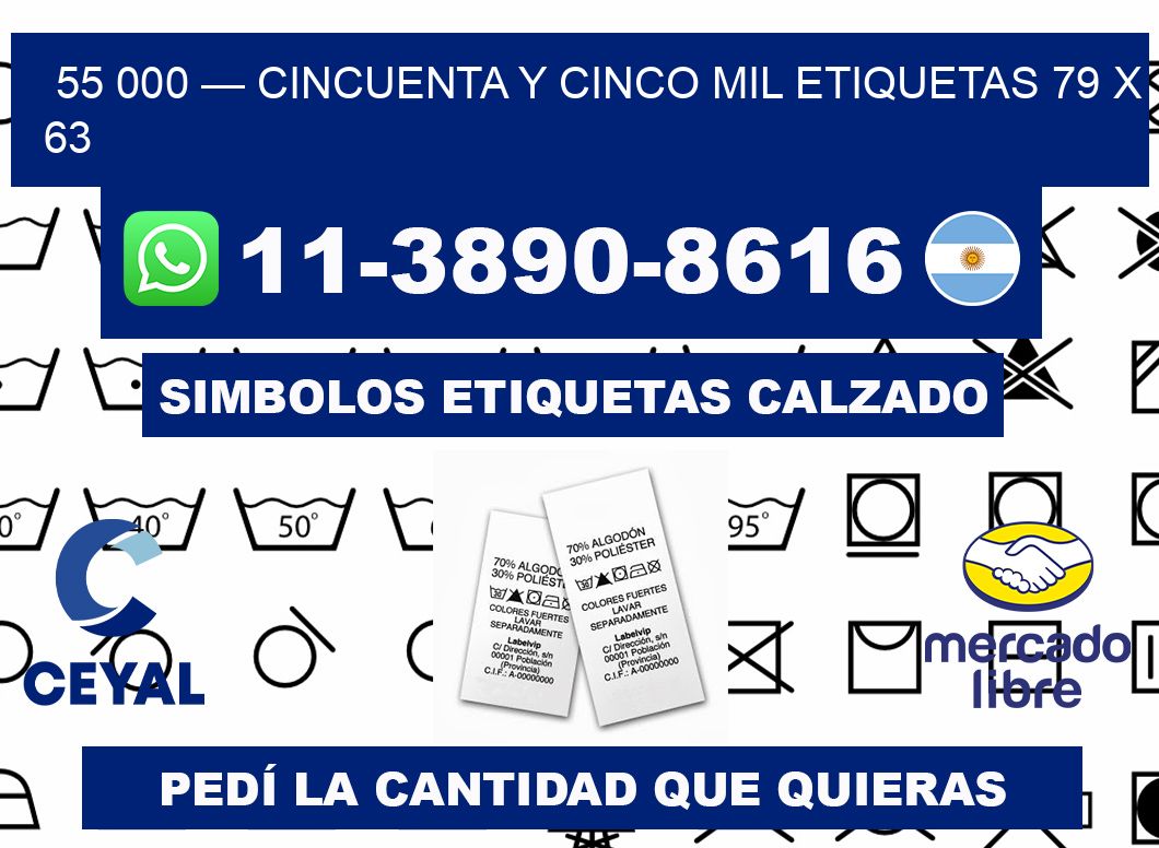 55 000 — cincuenta y cinco mil etiquetas 79 x 63