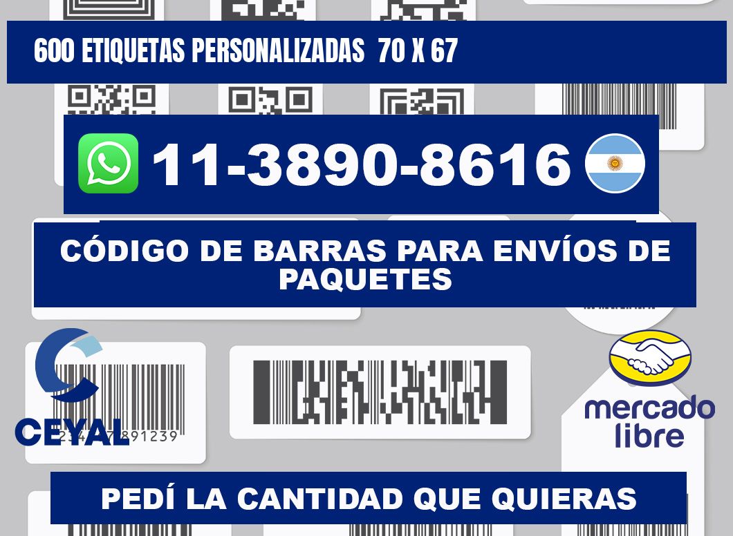 600 etiquetas personalizadas  70 x 67