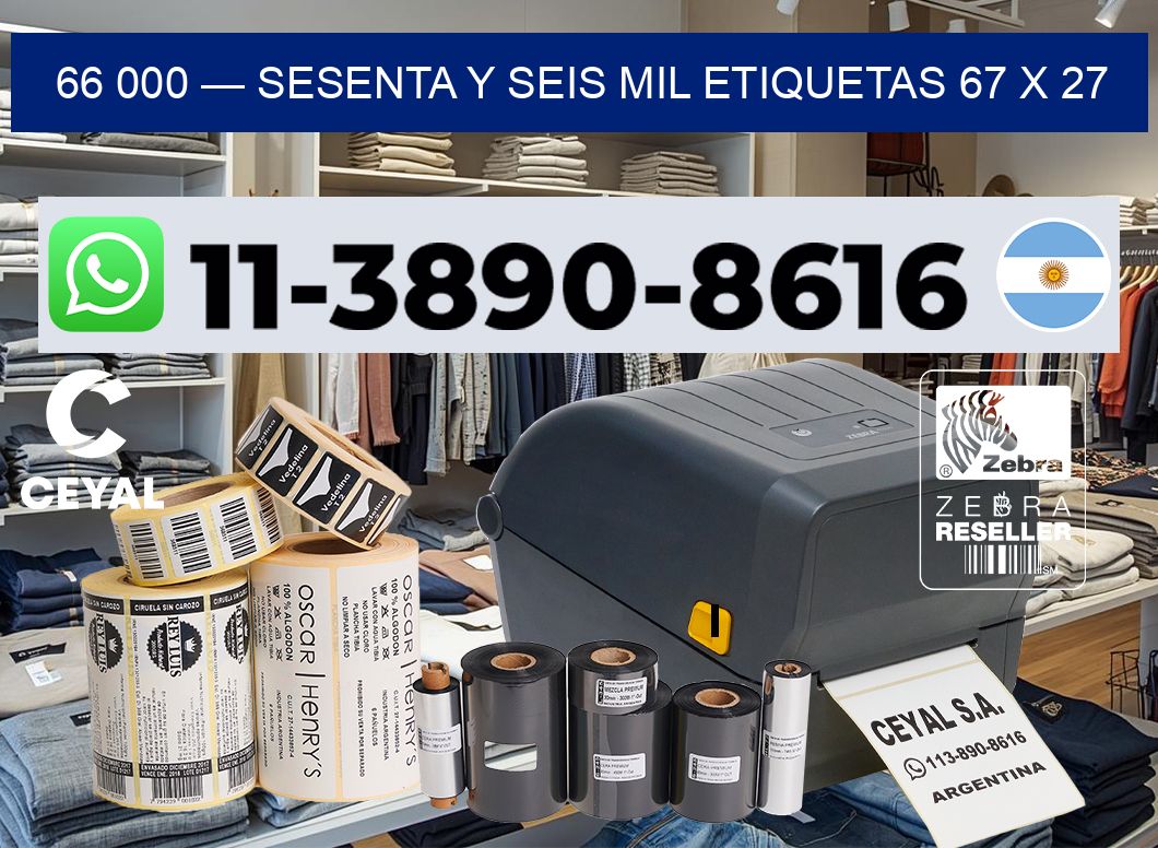 66 000 — sesenta y seis mil etiquetas 67 x 27