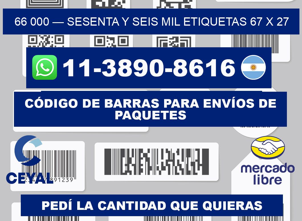 66 000 — sesenta y seis mil etiquetas 67 x 27
