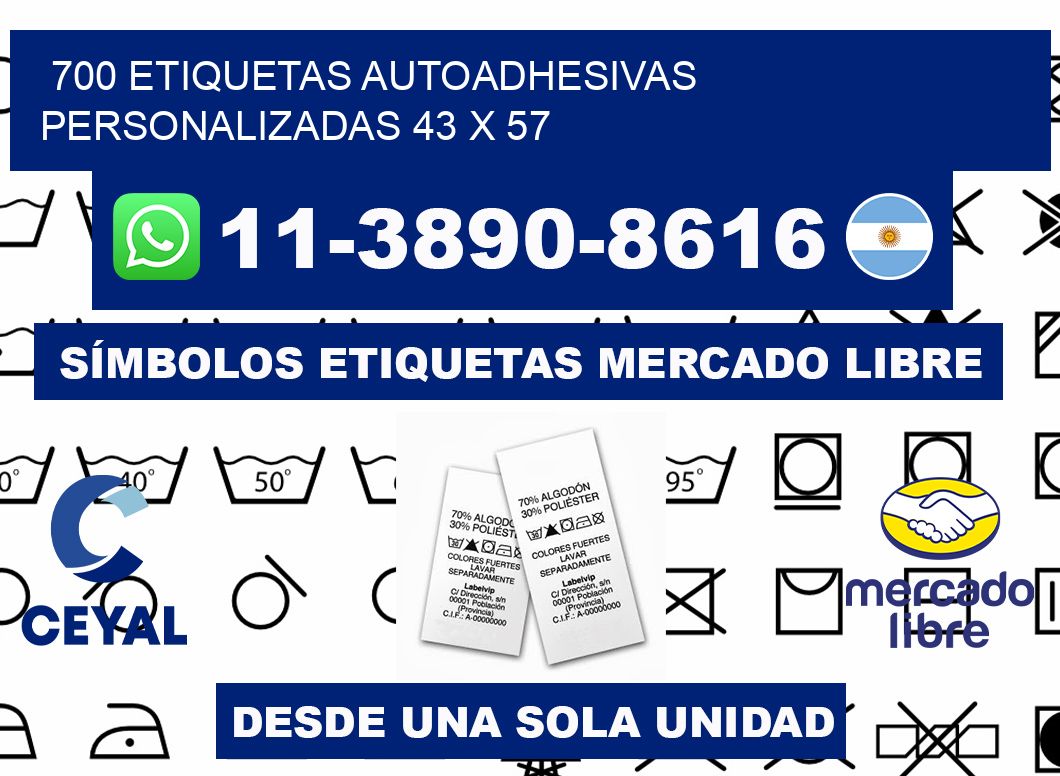 700 Etiquetas autoadhesivas personalizadas 43 x 57