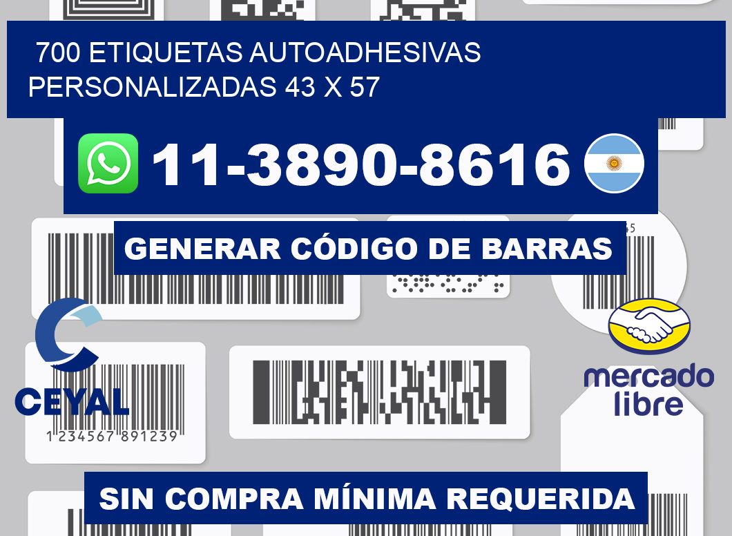 700 Etiquetas autoadhesivas personalizadas 43 x 57