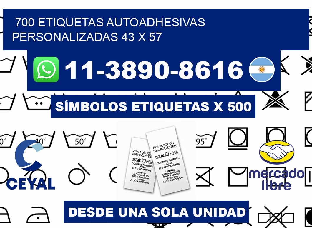 700 Etiquetas autoadhesivas personalizadas 43 x 57