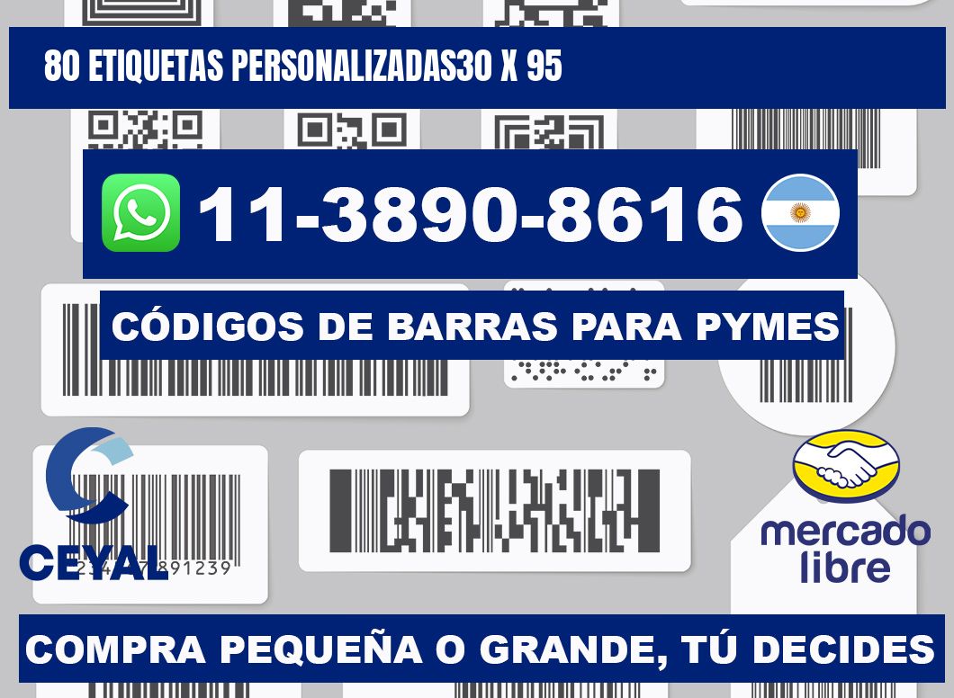 80 ETIQUETAS PERSONALIZADAS30 x 95
