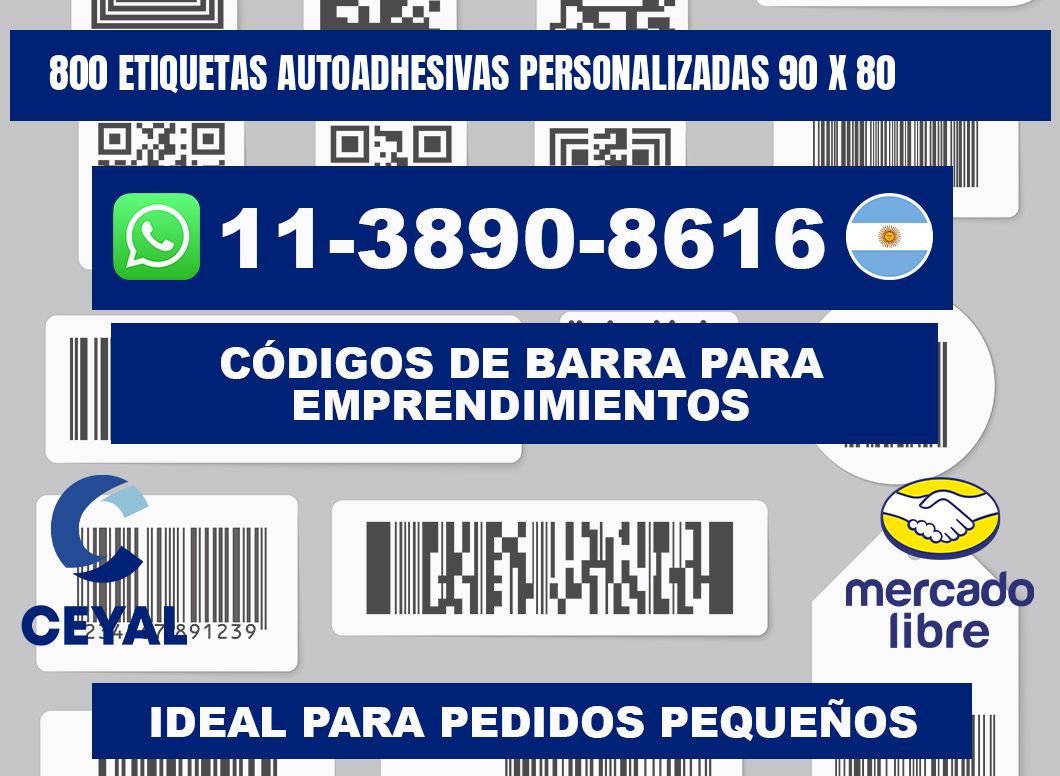 800 Etiquetas autoadhesivas personalizadas 90 x 80