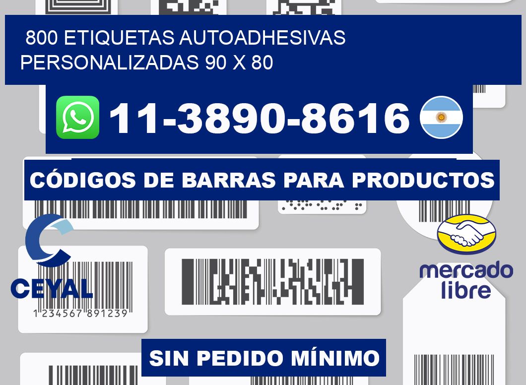 800 Etiquetas autoadhesivas personalizadas 90 x 80