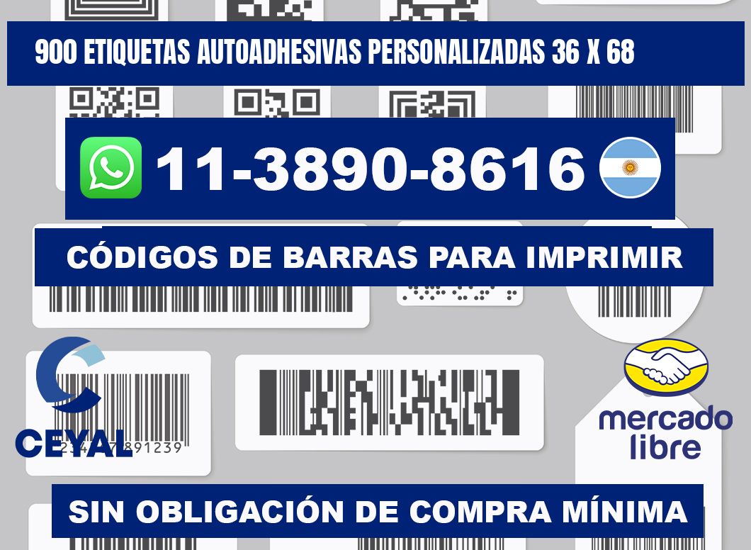900 Etiquetas autoadhesivas personalizadas 36 x 68