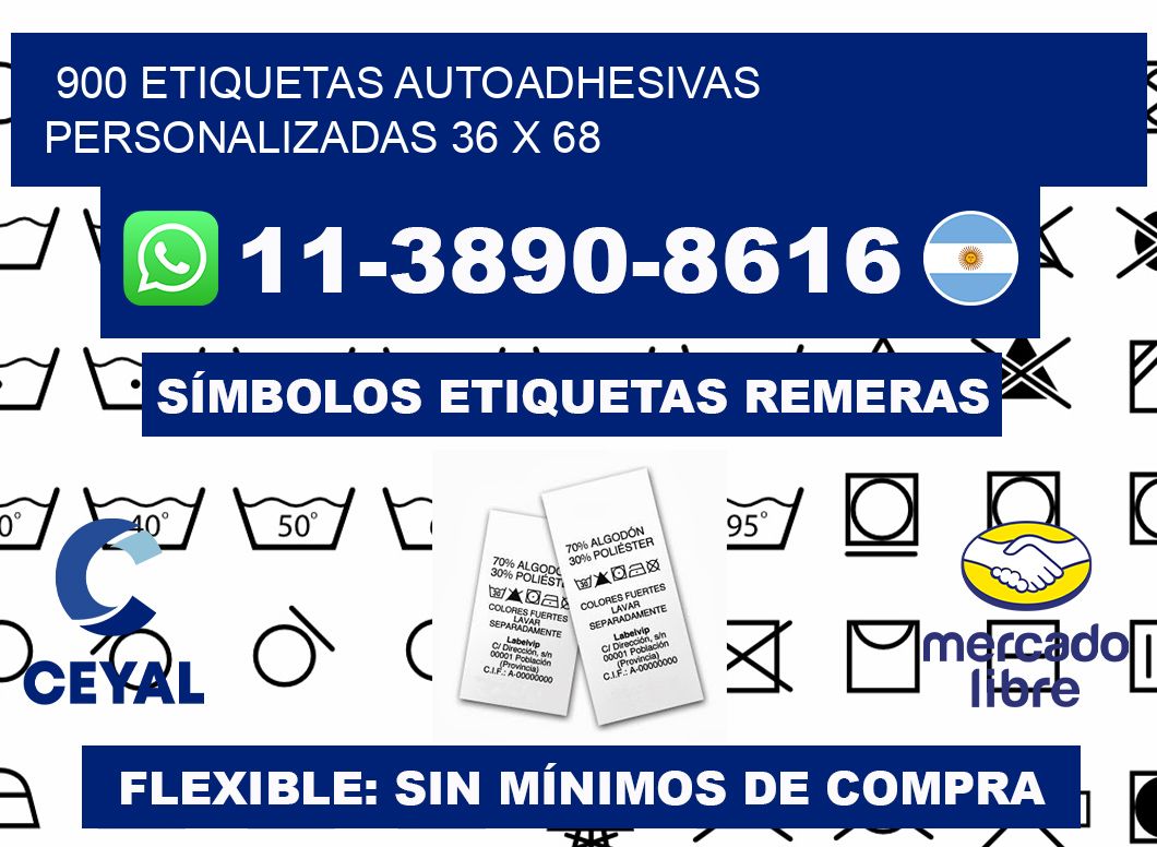900 Etiquetas autoadhesivas personalizadas 36 x 68