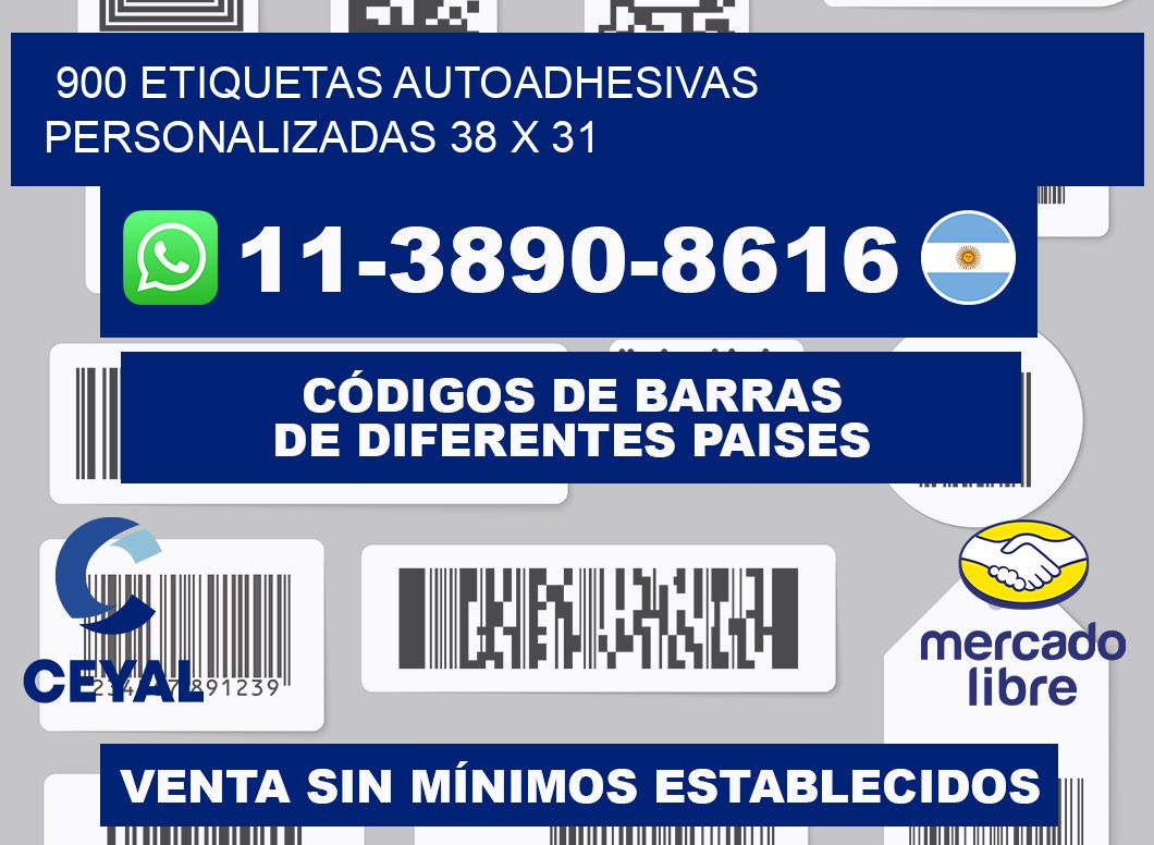 900 Etiquetas autoadhesivas personalizadas 38 x 31